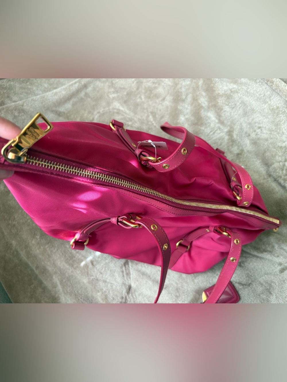 Prada Pink Tessuto Nylon Tote Bag with Gold Hardware - Picture 6 of 7